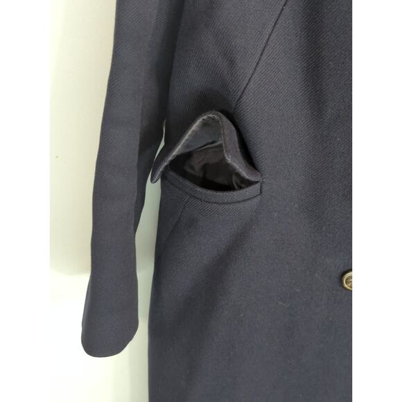 Zara Black Wool Double Breasted Coat Womens M Gold Button Outdoor Gorpcore - Picture 5 of 12